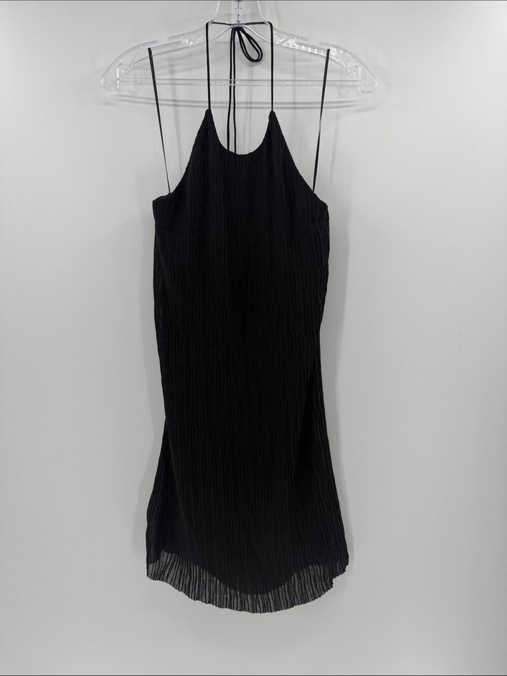 Banana Republic Women's Crinkle Halter Mini Dress - Black - 0 - New with tags